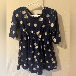 Girls Navy Daisy Print Long-Sleeve Knit Top